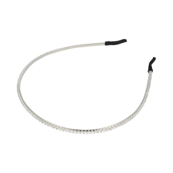 diadeem strass steentjes 1-rij 3-rij goud zilver_9 Haarband Diadeem 0,3cm – 1 Rij Strass Steentjes – Metaal – Zilver