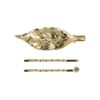 duckklem bladvorm goud zilver_1 Haarspeld Duckklem en Schuifspeldjes 7cm – Bladvorm en Strass Steentje – Goud – Set van 3