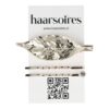 duckklem bladvorm goud zilver_8 Haarspeld Duckklem en Schuifspeldjes 7cm – Bladvorm en Strass Steentje – Zilver – Set van 3