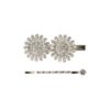 duckklem margriet bloem strass_2 Haarspeld Duckklem & Schuifspeldje 5cm – Margriet Bloemvorm – Strass Glitter Steentjes – Zilver – Set van 2