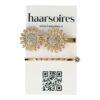 duckklem margriet bloem strass_3 Haarspeld Duckklem & Schuifspeldje 5cm – Margriet Bloemvorm – Strass Glitter Steentjes – Goud – Set van 2