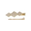 duckklem schuifje ruitvorm strass steentjes_3 Haarspeld Duckklem & Schuifspeldje 6cm – Ruitvorm – Strass Glitter Steentjes – Goud – Set van 2