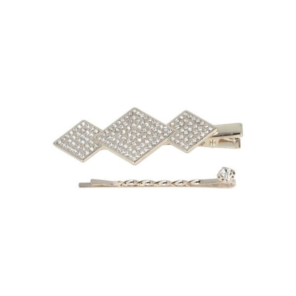 duckklem schuifje ruitvorm strass steentjes_4 Haarspeld Duckklem & Schuifspeldje 6cm – Ruitvorm – Strass Glitter Steentjes – Zilver – Set van 2