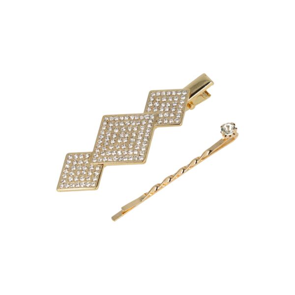 duckklem schuifje ruitvorm strass steentjes_5 Haarspeld Duckklem & Schuifspeldje 6cm – Ruitvorm – Strass Glitter Steentjes – Goud – Set van 2