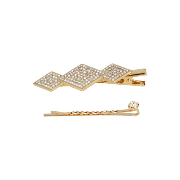 duckklem schuifje ruitvorm strass steentjes_7 Haarspeld Duckklem & Schuifspeldje 6cm – Ruitvorm – Strass Glitter Steentjes – Goud – Set van 2