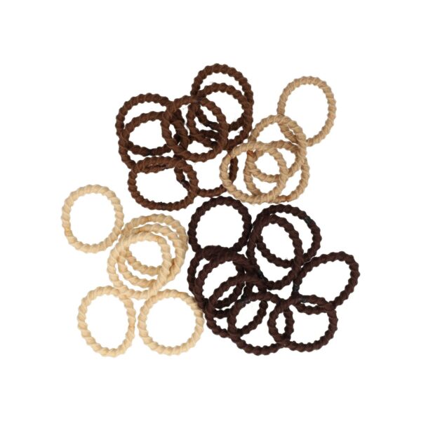 elastiekjes mini ribbel bruin_2 Haarelastiekjes Mini 2cm - Ribbel – Bruin Beige - Set van 25