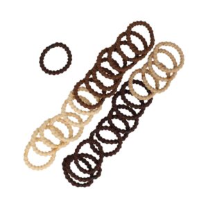 elastiekjes mini ribbel bruin_4 Haarelastiekjes Mini 2cm - Ribbel – Bruin Beige - Set van 25