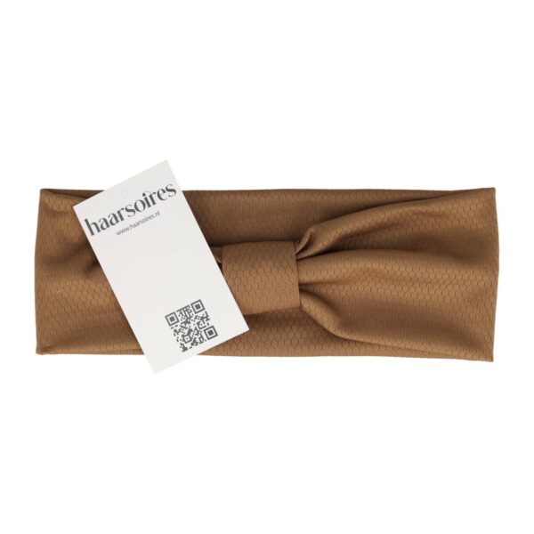 haarband knoop_12 Haarband Knoop 8cm – Effen Patroon – Jersey Stof – Bruin