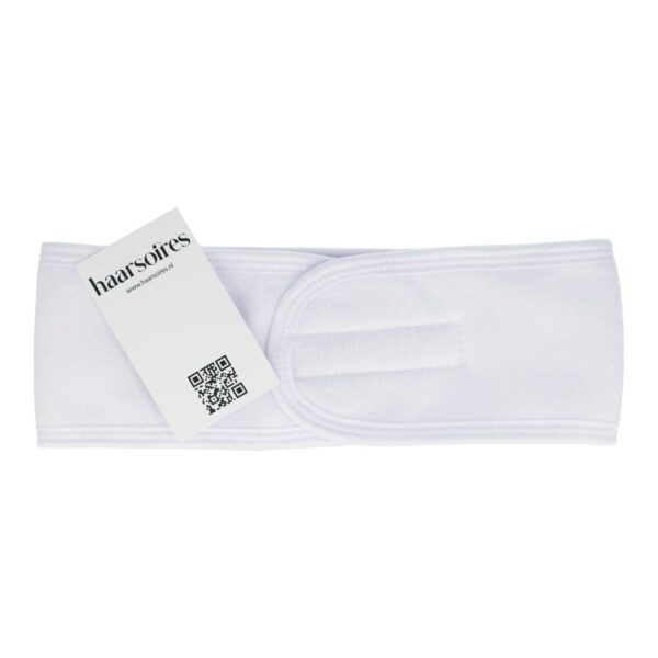 haarband make-up wit_2 Haarband Make-Up – Beauty hoofdband 8 cm – Verstelbaar met klittenband – Wit