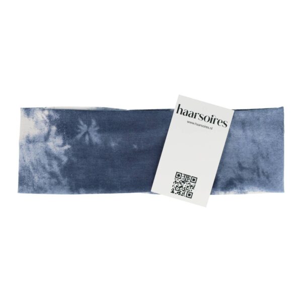 haarband stof tie dye color_4 Haarband Stof 7cm - Tie Dye Patroon - Jersey - Blauw
