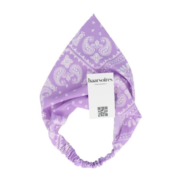 haarband zakdoek paisley print_10 Haarband Bandana - Paisley Patroon - Wit Paars