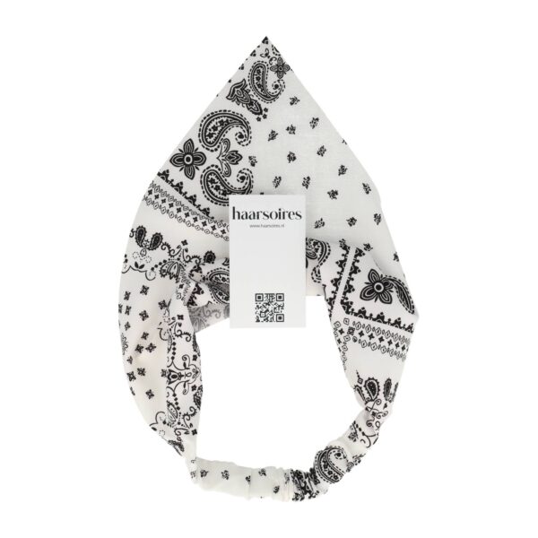 haarband zakdoek paisley print_12 Haarband Bandana - Paisley Patroon - Zwart Wit