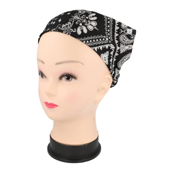 haarband zakdoek paisley print_19 Haarband Bandana - Paisley Patroon - Wit Zwart