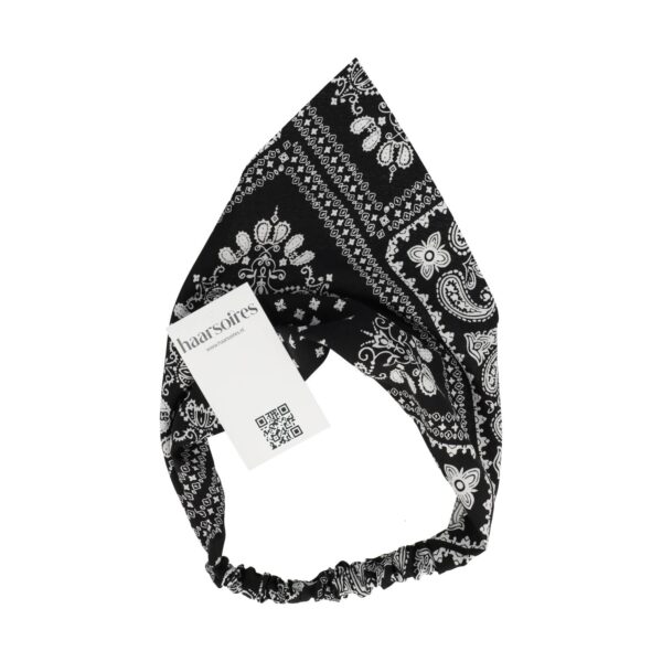 haarband zakdoek paisley print_2 Haarband Bandana - Paisley Patroon - Wit Zwart