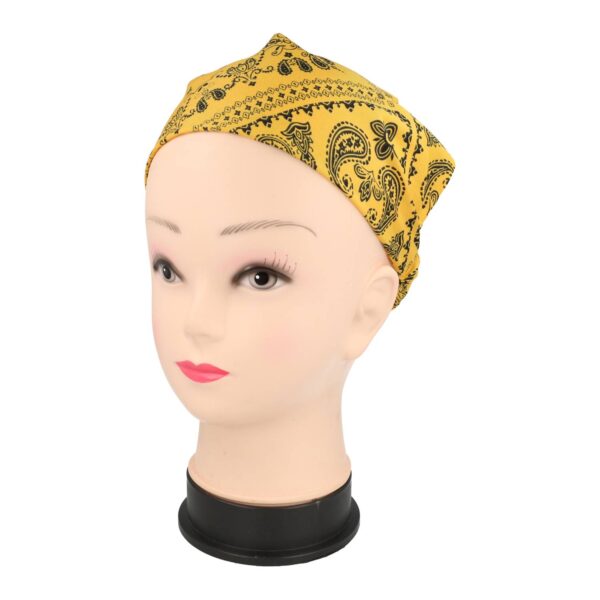 haarband zakdoek paisley print_23 Haarband Bandana - Paisley Patroon - Zwart Geel