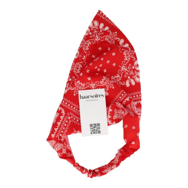 haarband zakdoek paisley print_6 Haarband Bandana - Paisley Patroon - Wit Rood