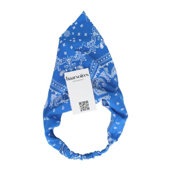 haarband zakdoek paisley print_8 Haarband Bandana - Paisley Patroon - Wit Blauw
