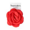 haarbloem klem broche zwart wit rood_12 Haarspeld Duckklem 8cm – Haarbloem Roos – Rood