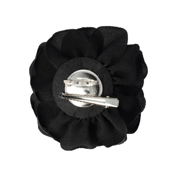 haarbloem klem broche zwart wit rood_2 Haarspeld Duckklem 10cm – Haarbloem Roos – Zwart