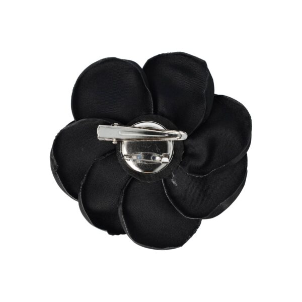 haarbloem klem broche zwart wit rood_8 Haarspeld Duckklem 8cm – Haarbloem Roos – Zwart