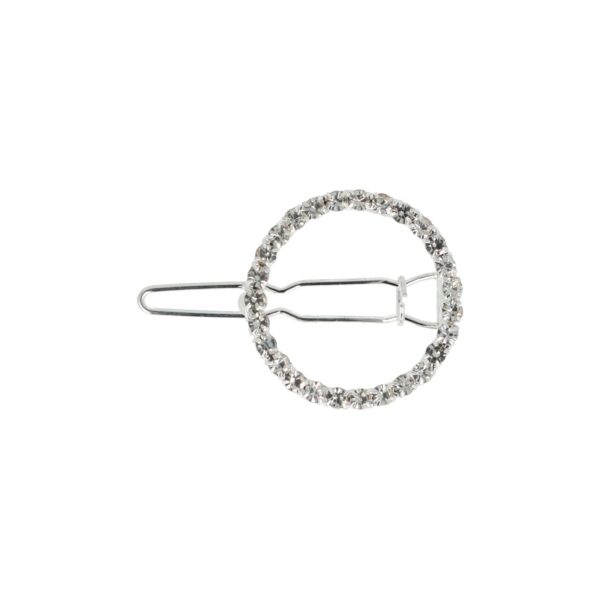 haarclip strass steentjes_1 Haarspeld Haarclip 2cm - Cirkel Strass Steentjes - Zilver