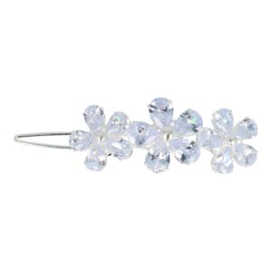 Haarspeld Haarclip 5cm - Bloemen Facet Steentjes - Zilver