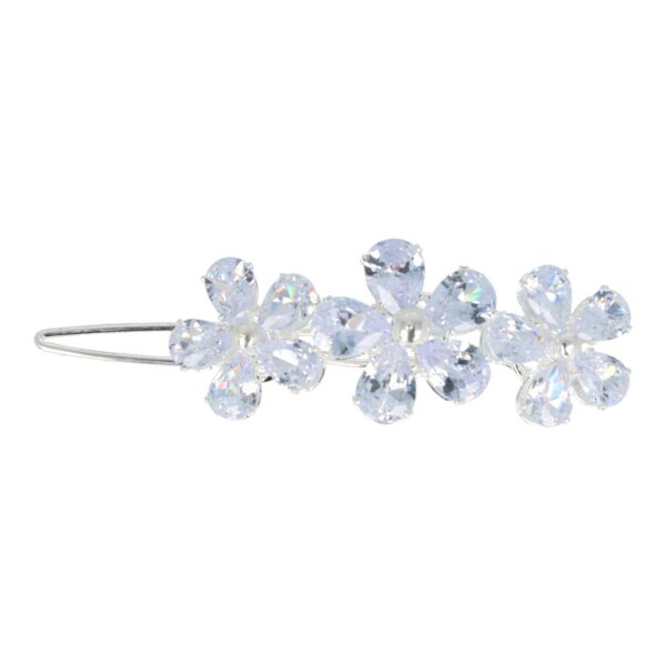 haarclip strass steentjes_10 Haarspeld Haarclip 5cm - Bloemen Facet Steentjes - Zilver