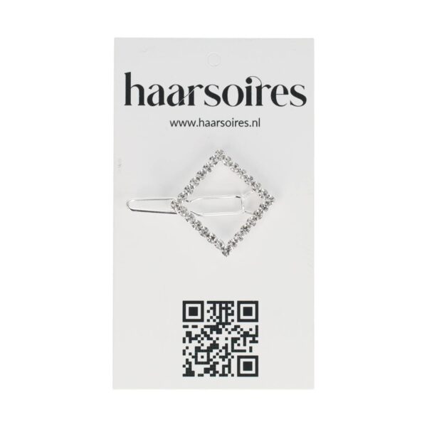 haarclip strass steentjes_11 Haarspeld Haarclip 2cm - Vierkant Strass Steentjes - Zilver
