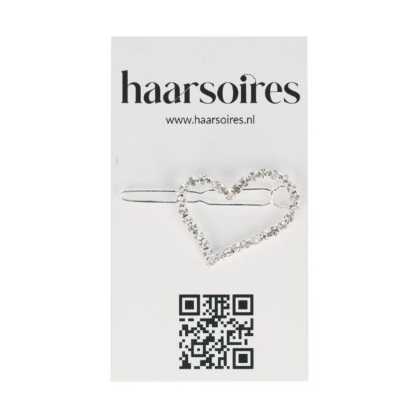 haarclip strass steentjes_12 Haarspeld Haarclip 3cm - Hartje Strass Steentjes - Zilver