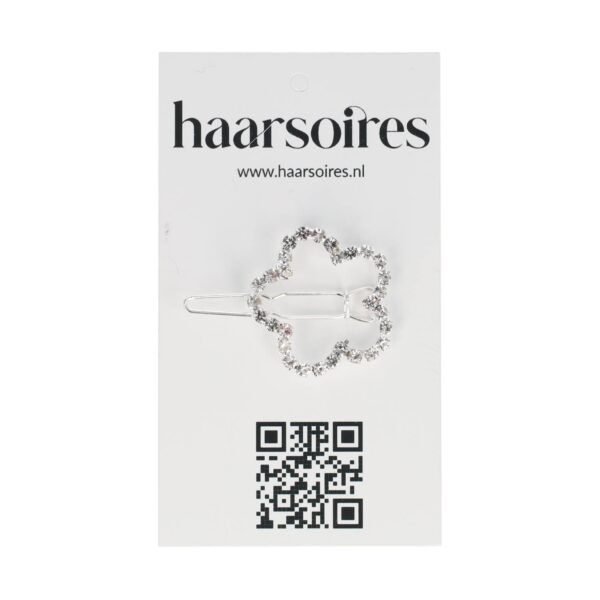haarclip strass steentjes_13 Haarspeld Haarclip 2.5cm - Bloem Strass Steentjes - Zilver