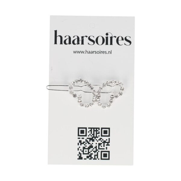 haarclip strass steentjes_14 Haarspeld Haarclip 3cm - Vlinder Strass Steentjes - Zilver