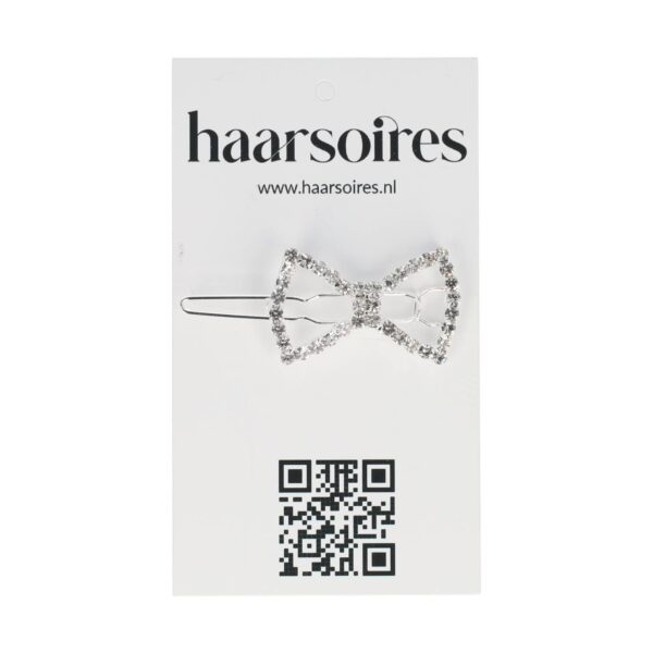 haarclip strass steentjes_15 Haarspeld Haarclip 3cm - Strik Strass Steentjes - Zilver