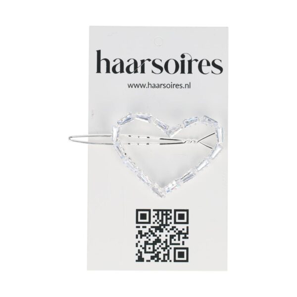 haarclip strass steentjes_17 Haarspeld Haarclip 4cm - Hartje Facet Steentjes - Zilver
