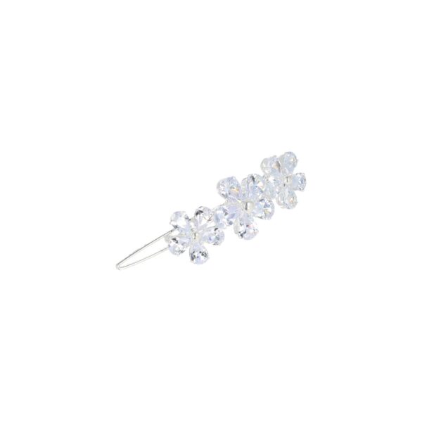 haarclip strass steentjes_19 Haarspeld Haarclip 5cm - Bloemen Facet Steentjes - Zilver