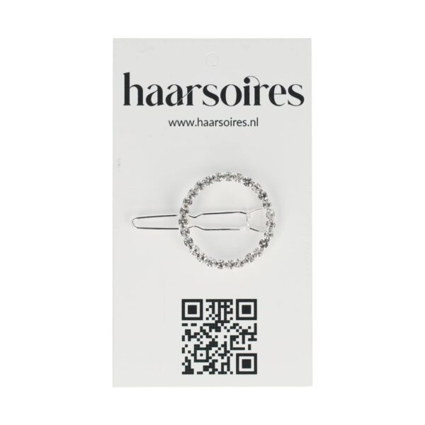 haarclip strass steentjes_2 Haarspeld Haarclip 2cm - Cirkel Strass Steentjes - Zilver