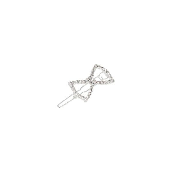 haarclip strass steentjes_22 Haarspeld Haarclip 3cm - Strik Strass Steentjes - Zilver