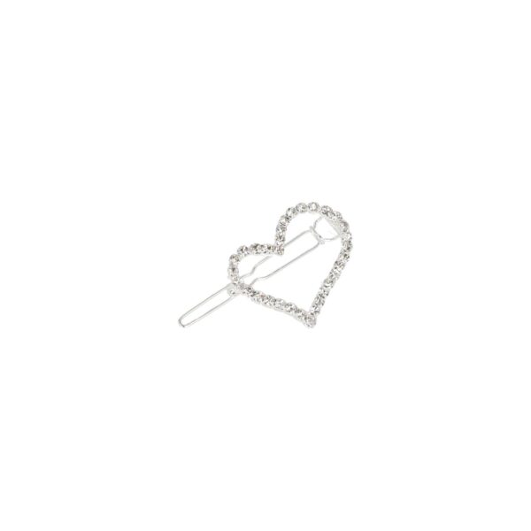 haarclip strass steentjes_25 Haarspeld Haarclip 3cm - Hartje Strass Steentjes - Zilver