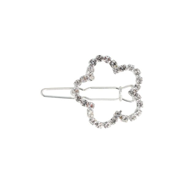 haarclip strass steentjes_5 Haarspeld Haarclip 2.5cm - Bloem Strass Steentjes - Zilver
