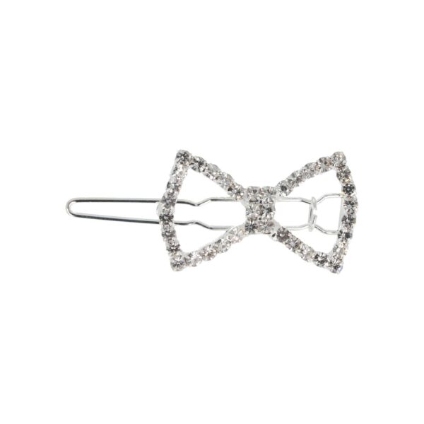haarclip strass steentjes_7 Haarspeld Haarclip 3cm - Strik Strass Steentjes - Zilver