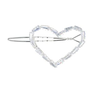 Haarspeld Haarclip 4cm - Hartje Facet Steentjes - Zilver