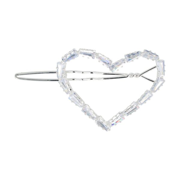 haarclip strass steentjes_9 Haarspeld Haarclip 4cm - Hartje Facet Steentjes - Zilver