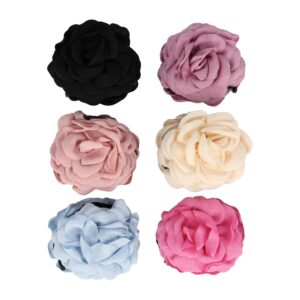 Haarspeld Haarklemmen 8cm – XL Roos Bloemvorm – Roze Blauw Zwart Paars Creme – Set van 6
