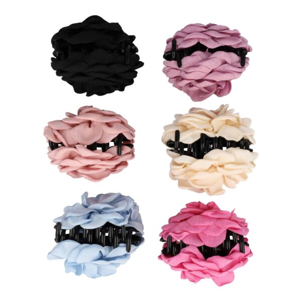haarklem roos bloem color_3 Haarspeld Haarklemmen 8cm – XL Roos Bloemvorm – Roze Blauw Zwart Paars Creme – Set van 6
