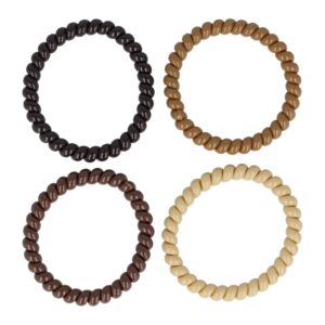 Haarelastieken Invisibobble - Smal - Telefoondraad - Bruin Beige - Set van 4