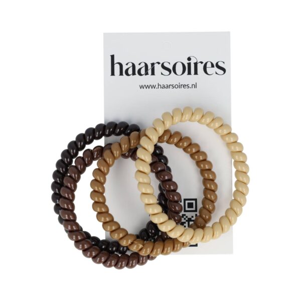 Haarelastieken Invisibobble - Smal - Telefoondraad - Bruin Beige - Set van 4