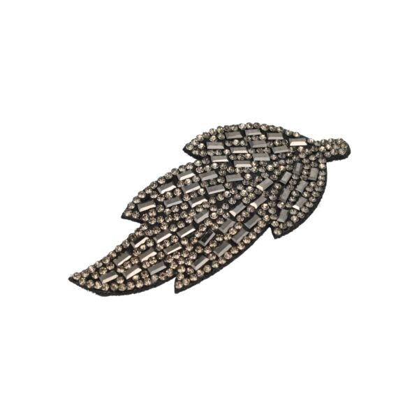 klikklak bladvorm glitter steentjes_11 Haarspeld Klikklak 8cm - Bladvorm - Glitter Steentjes - Zwart Grijs