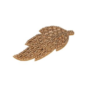 Haarspeld Klikklak 8cm - Bladvorm - Glitter Steentjes - Bruin Goud