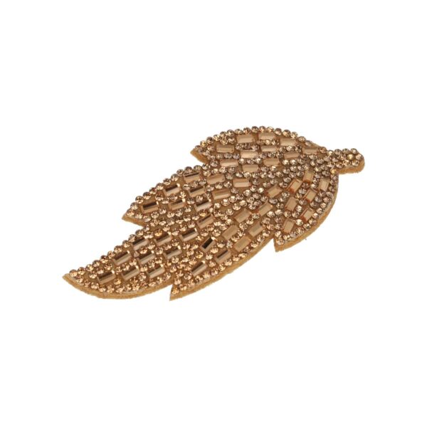 klikklak bladvorm glitter steentjes_12 Haarspeld Klikklak 8cm - Bladvorm - Glitter Steentjes - Bruin Goud