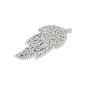 Haarspeld Klikklak 8cm - Bladvorm - Glitter Steentjes - Zilver Parelmoer