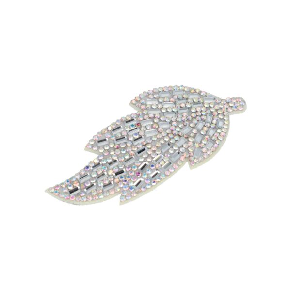 klikklak bladvorm glitter steentjes_13 Haarspeld Klikklak 8cm - Bladvorm - Glitter Steentjes - Zilver Parelmoer